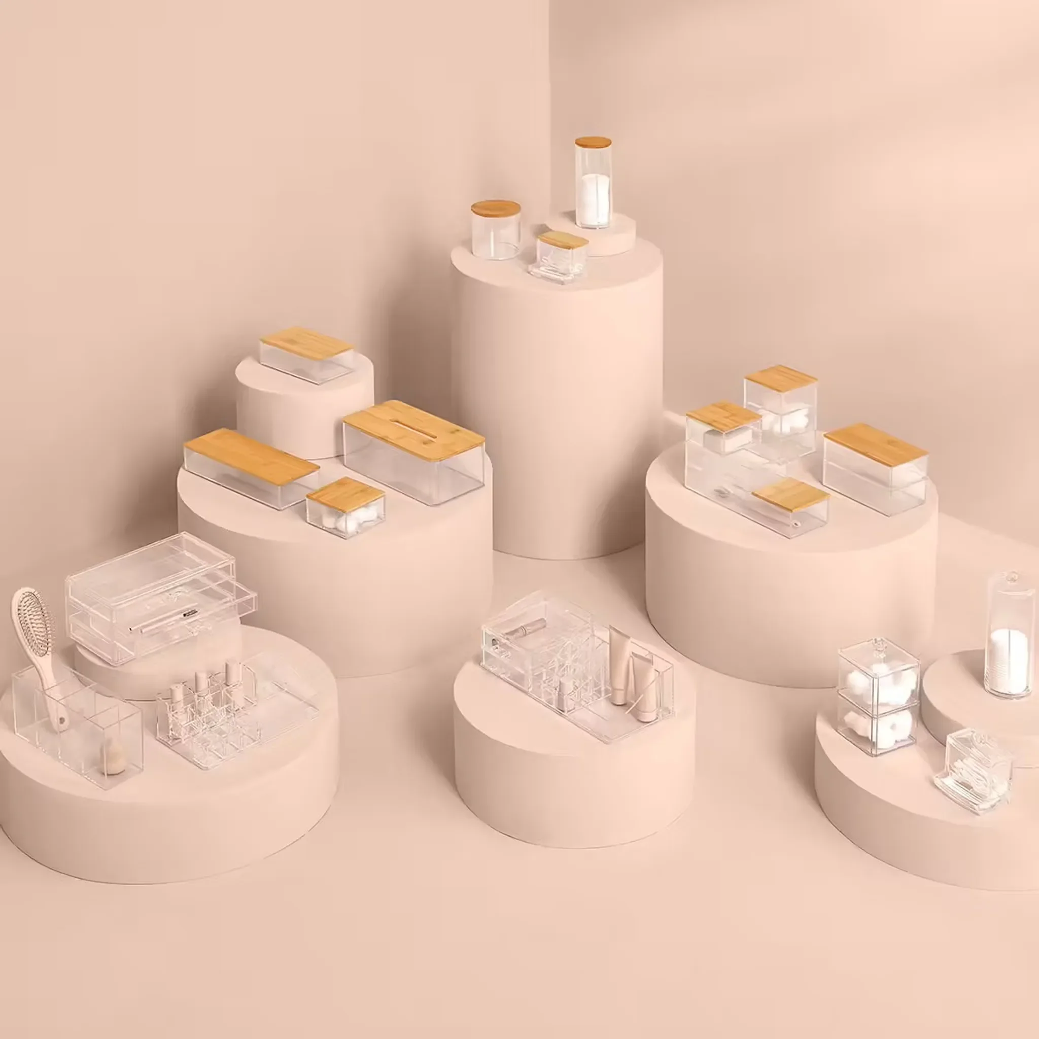 5five Simply Smart Kosmetik-Aufbewahrungsbox Selena Square mit Bambusdeckel